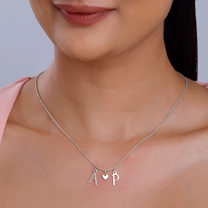 Silver Personalised Love Initials Necklace