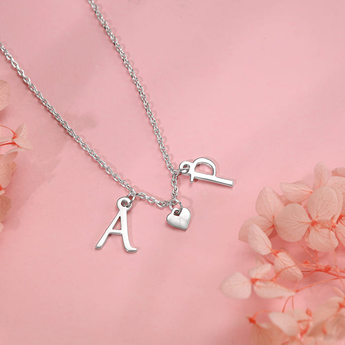 Silver Personalised Love Initials Necklace