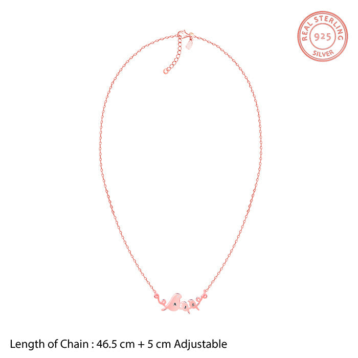Rose Gold Personalised Birdie Initial Necklace