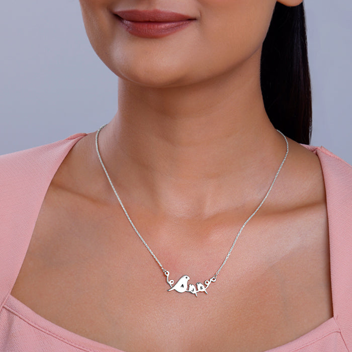 Silver Personalised Birdie Initial Necklace