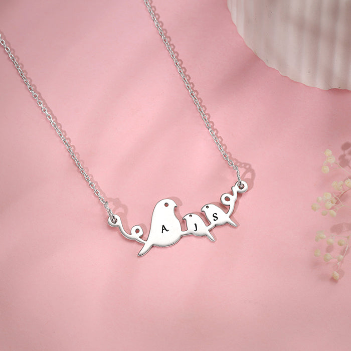 Silver Personalised Birdie Initial Necklace