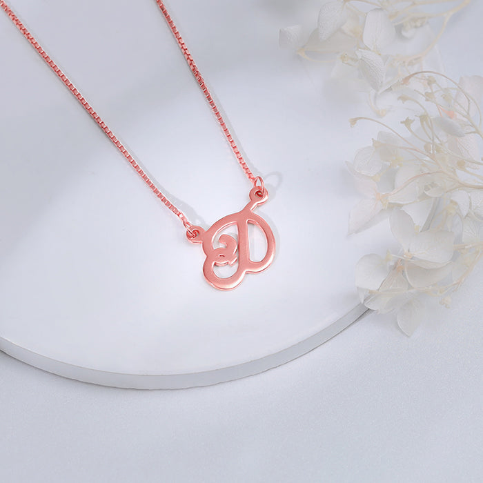 Rose Gold Personalised Cursive Initial Necklace