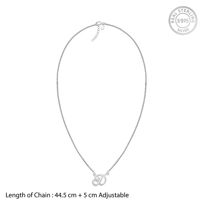 Silver Personalised Cursive Initial Necklace