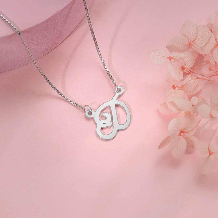 Silver Personalised Cursive Initial Necklace