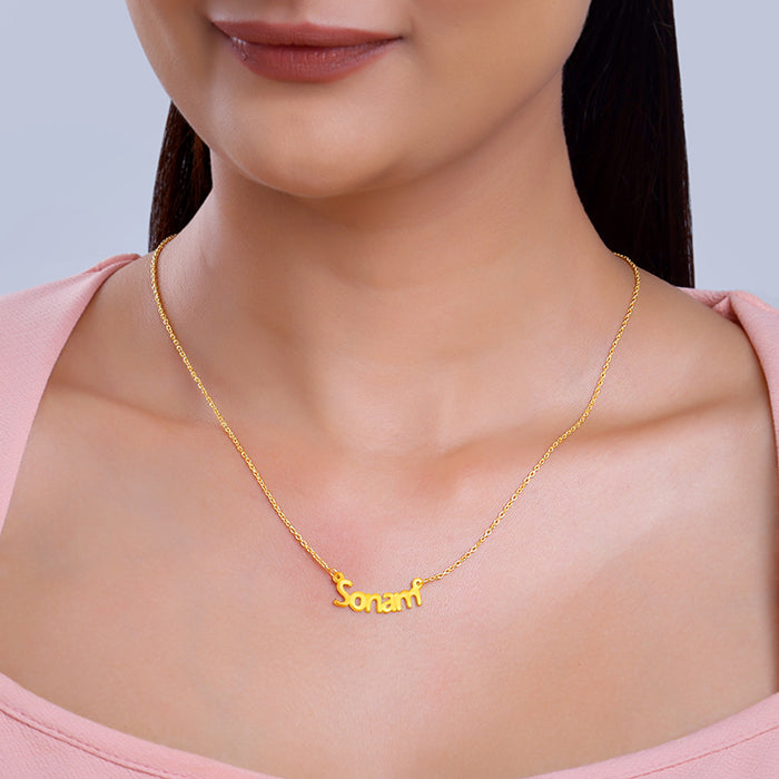 Golden Personalised Name in Bold Necklace