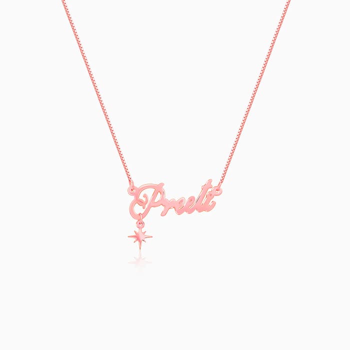 Rose Gold Personalised Name Star Charm Necklace