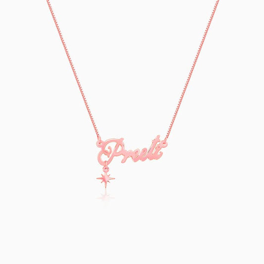 Rose Gold Personalised Name Star Charm Necklace
