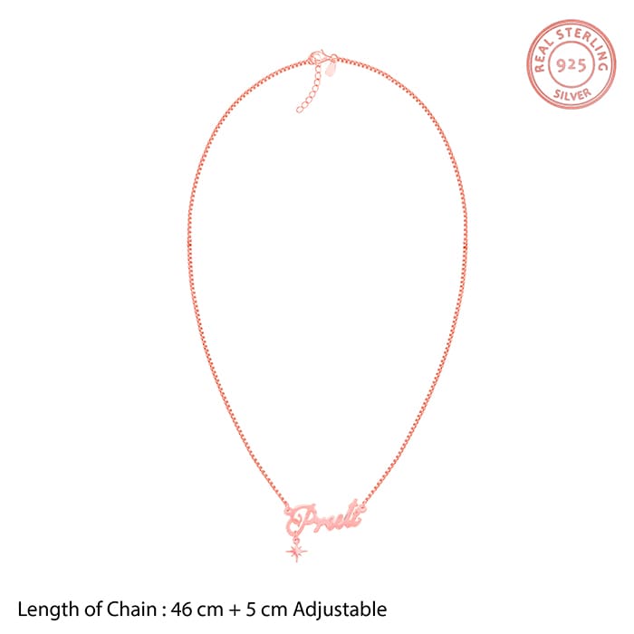 Rose Gold Personalised Name Star Charm Necklace