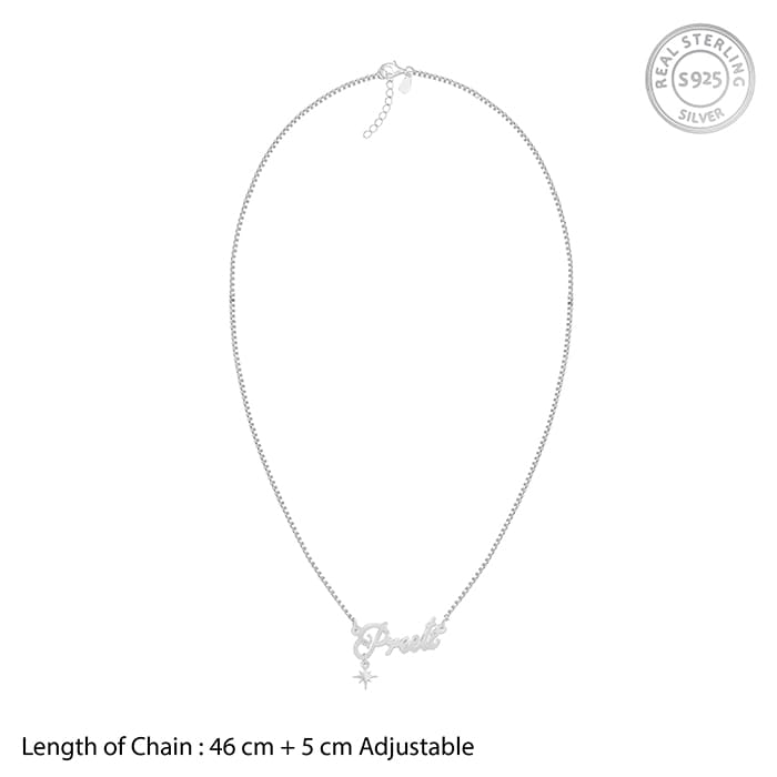 Silver Personalised Name Star Charm Necklace