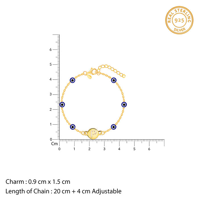 Golden Personalised Evil Eye Initial Bracelet