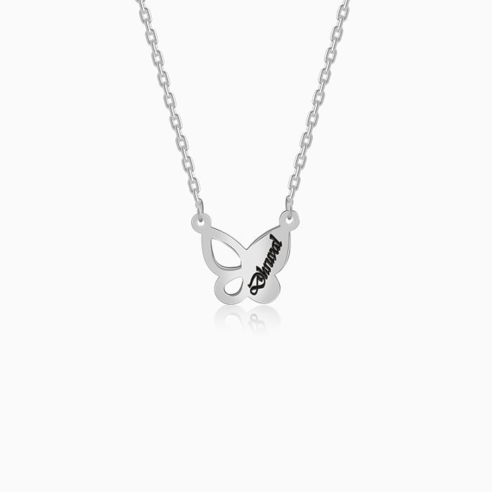 Silver Personalised Butterfly Necklace