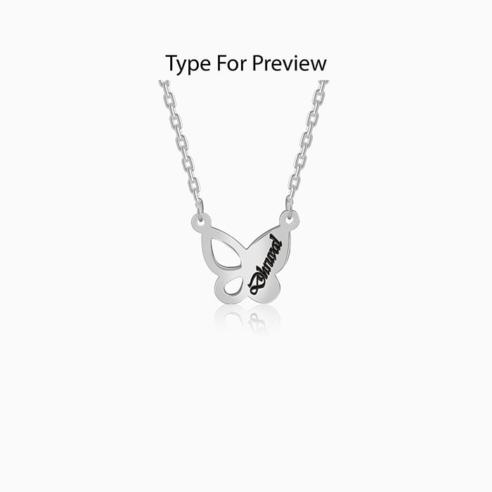 Silver Personalised Butterfly Necklace