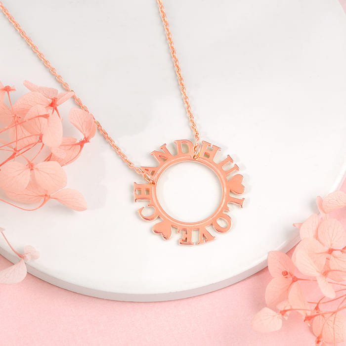 Rose Gold Personalised Round Name Necklace