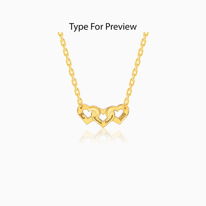 Golden Personalised Triple Heart BFF Necklace