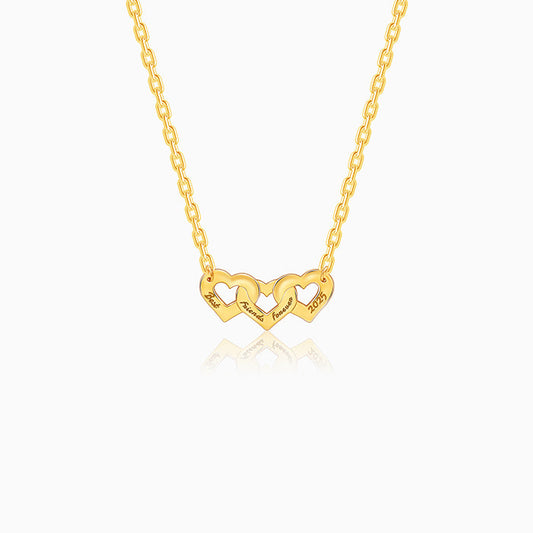 Golden Personalised Triple Heart BFF Necklace