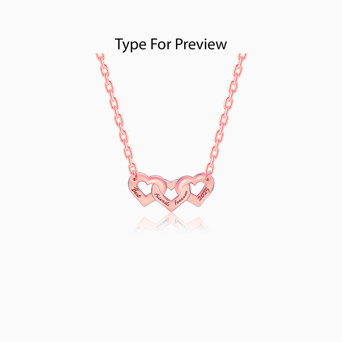 Rose Gold Personalised Triple Heart BFF Necklace