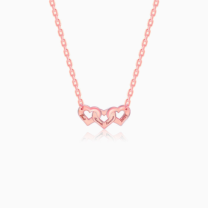 Rose Gold Personalised Triple Heart BFF Necklace