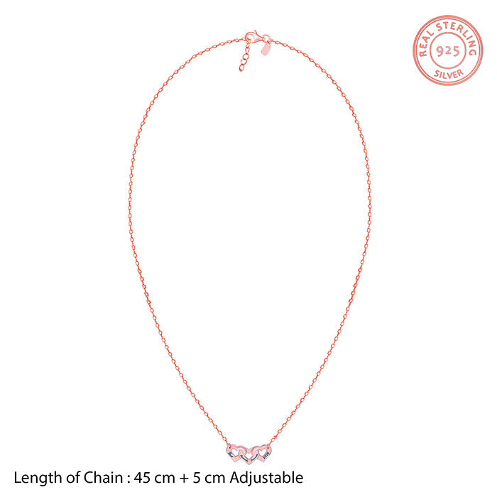Rose Gold Personalised Triple Heart BFF Necklace