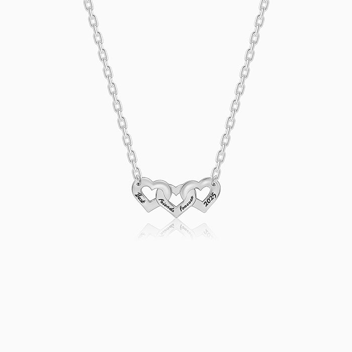 Silver Personalised Triple Heart BFF Necklace