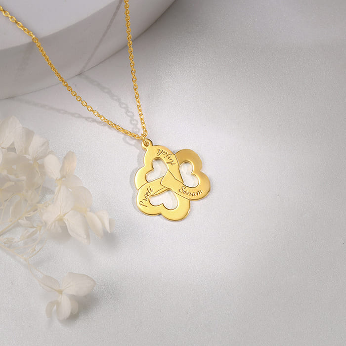 Golden Personalised Floral Love Name Necklace