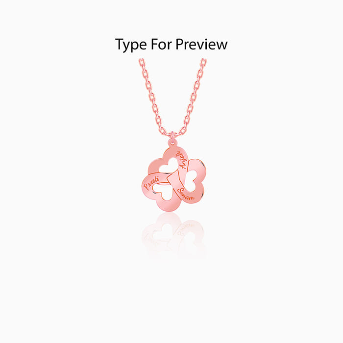 Rose Gold Personalised Floral Love Name Necklace