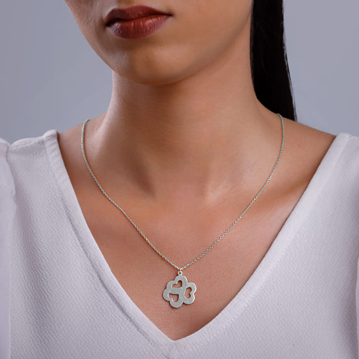 Silver Personalised Floral Love Name Necklace