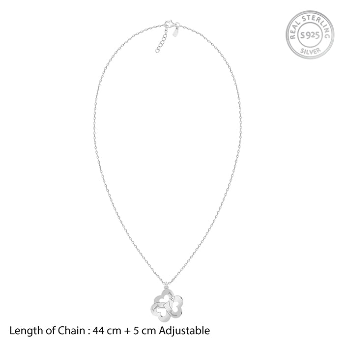 Silver Personalised Floral Love Name Necklace