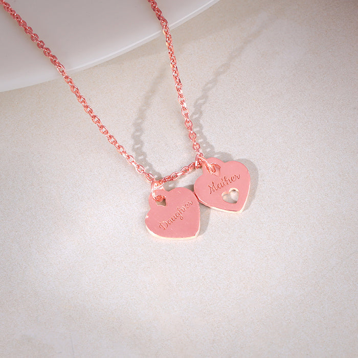 Rose Gold Dual Heart Name Personalised Necklace