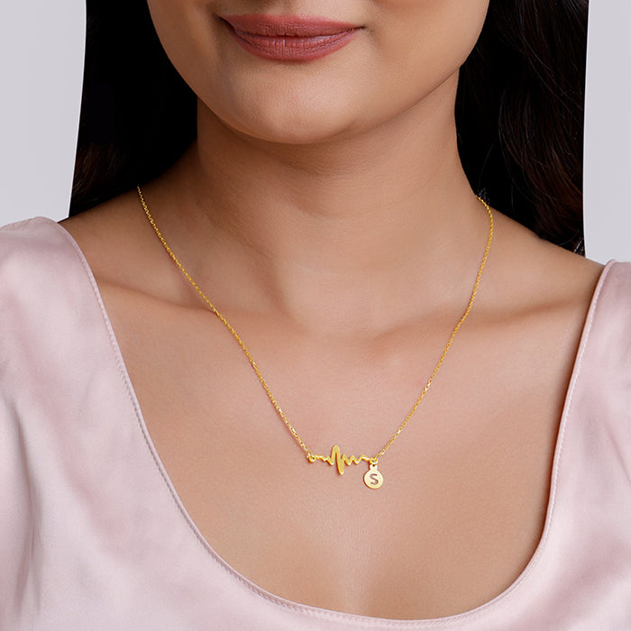 Golden Personalised Lifeline Initial Necklace