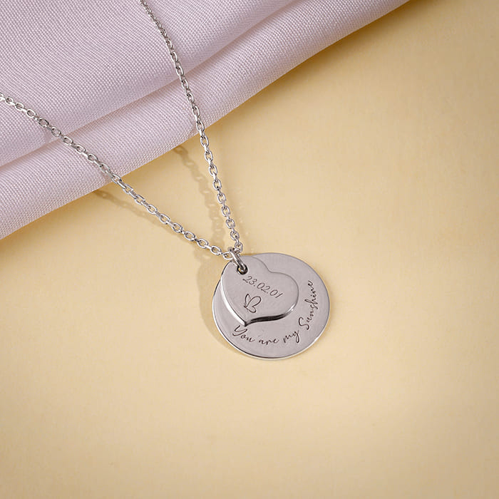 Silver Personalised Heart Message Necklace