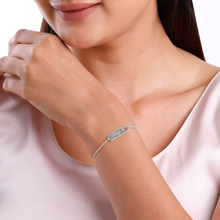 Silver Personalised Cosy Heart Bracelet