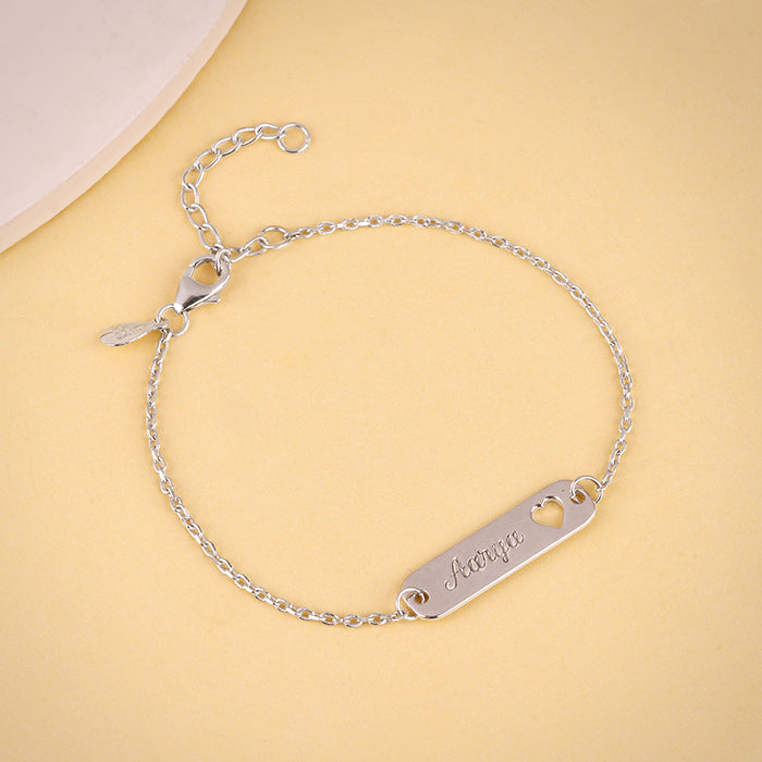 Silver Personalised Cosy Heart Bracelet