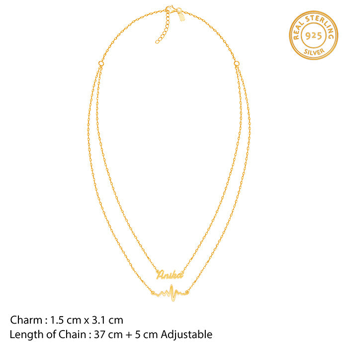 Golden Personalised Heartbeat Layered Necklace