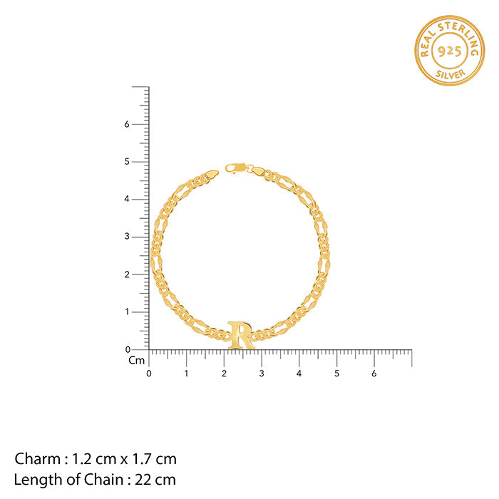 Golden Personalised Alpha Initial Bracelet For Him