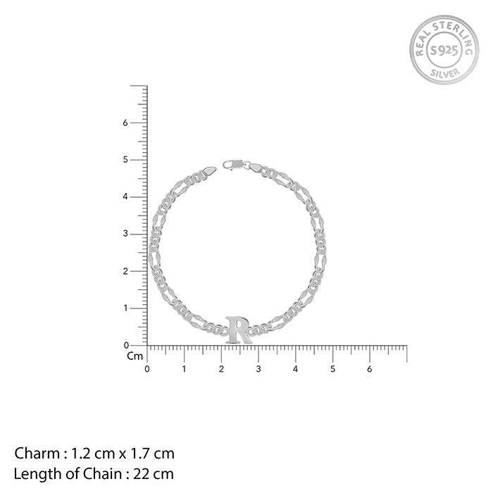 Silver Personalised Alpha Initial Bracelet For Him