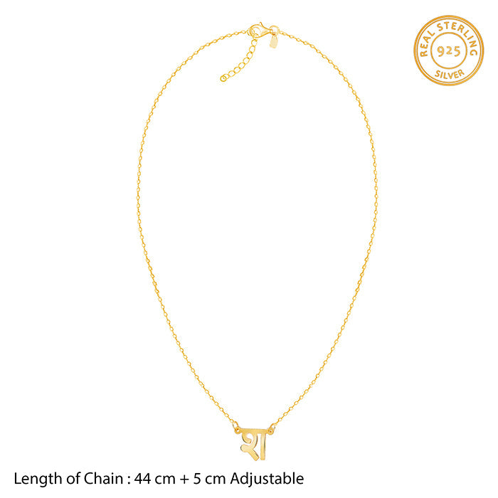 Golden Personalised Hindi Initial Evil Eye Necklace