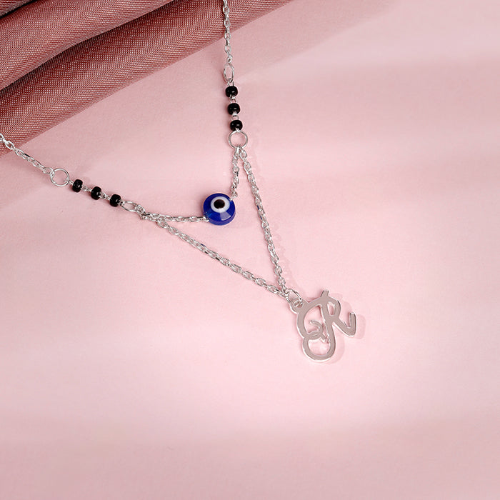 Silver Personalised Evil Eye Mangalsutra Necklace
