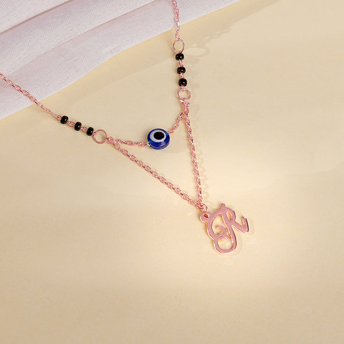 Rose Gold Personalised Evil Eye Mangalsutra Necklace
