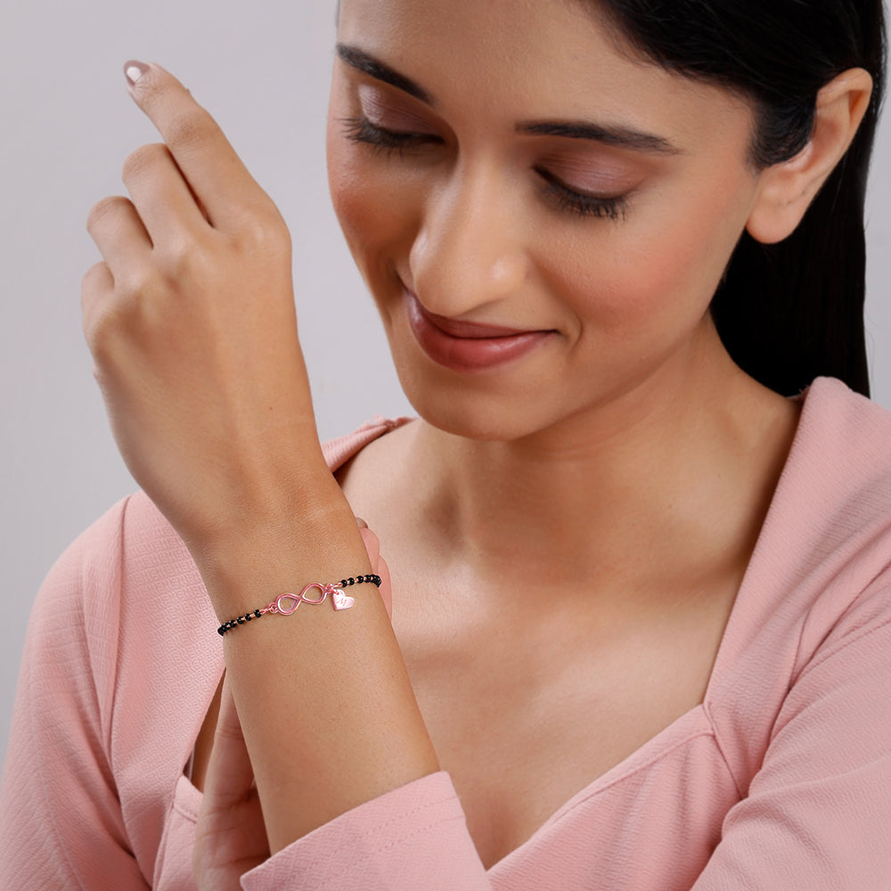 Rose Gold Personalised Infinity Love Mangalsutra Bracelet