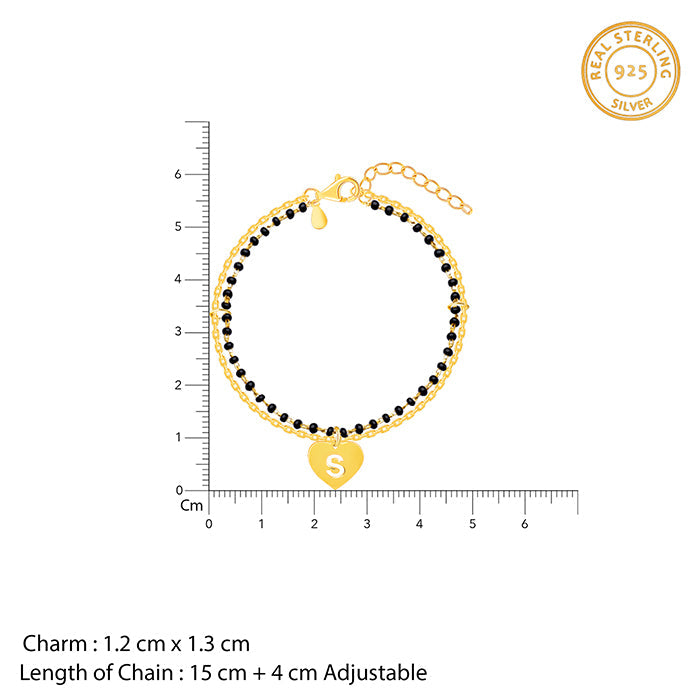 Golden Heartfelt Initial Mangalsutra Bracelet