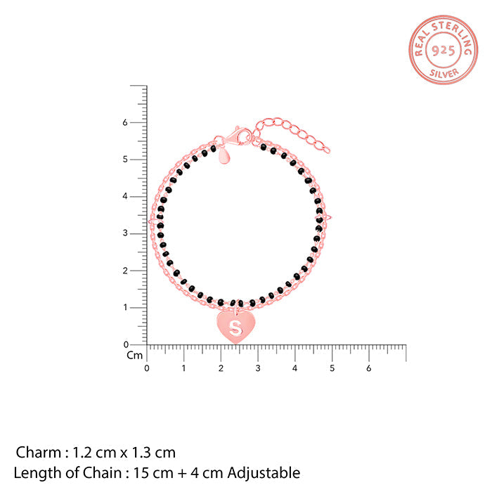 Rose Gold Heartfelt Initial Mangalsutra Bracelet
