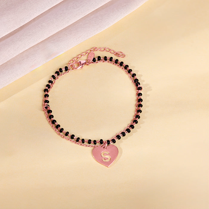Rose Gold Heartfelt Initial Mangalsutra Bracelet