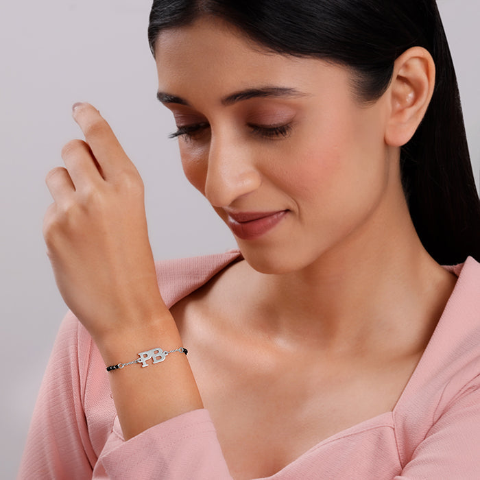 Silver Signature Initial Mangalsutra Bracelet