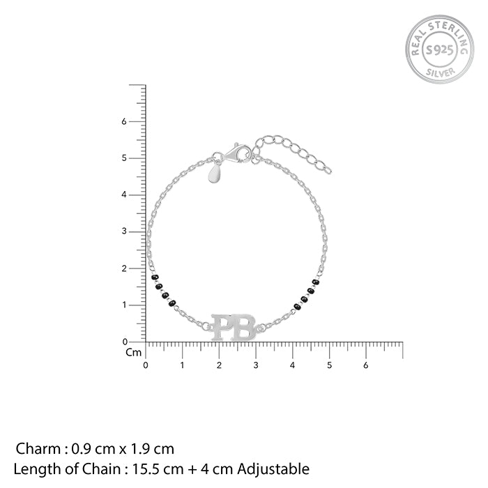 Silver Signature Initial Mangalsutra Bracelet