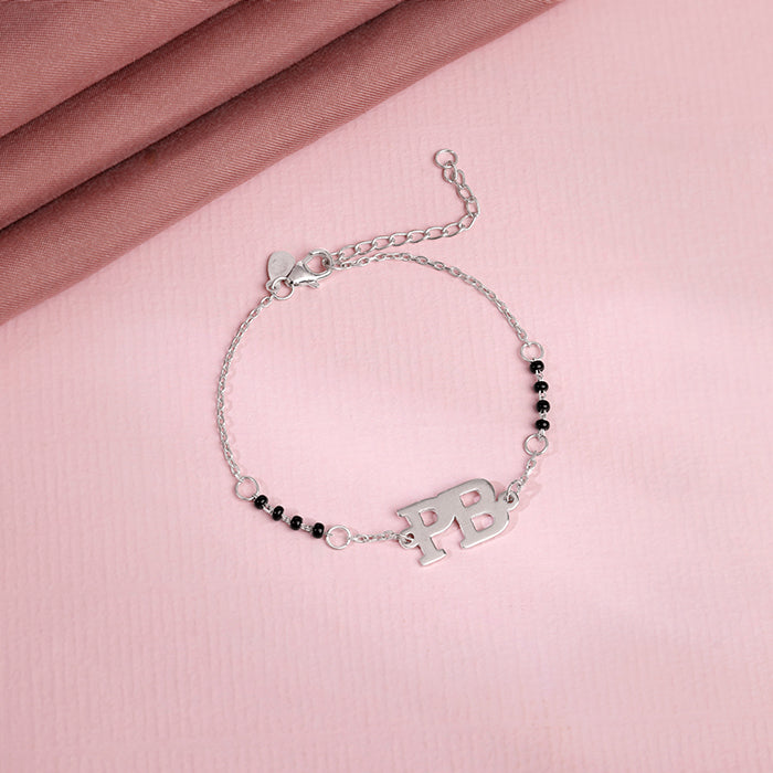 Silver Signature Initial Mangalsutra Bracelet