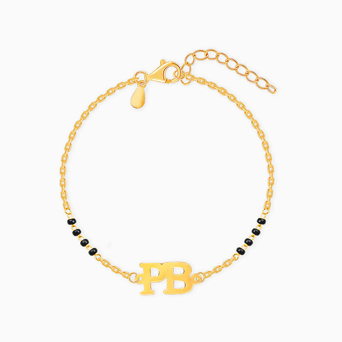 Golden Signature Initial Mangalsutra Bracelet