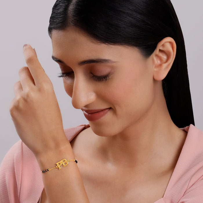 Golden Signature Initial Mangalsutra Bracelet