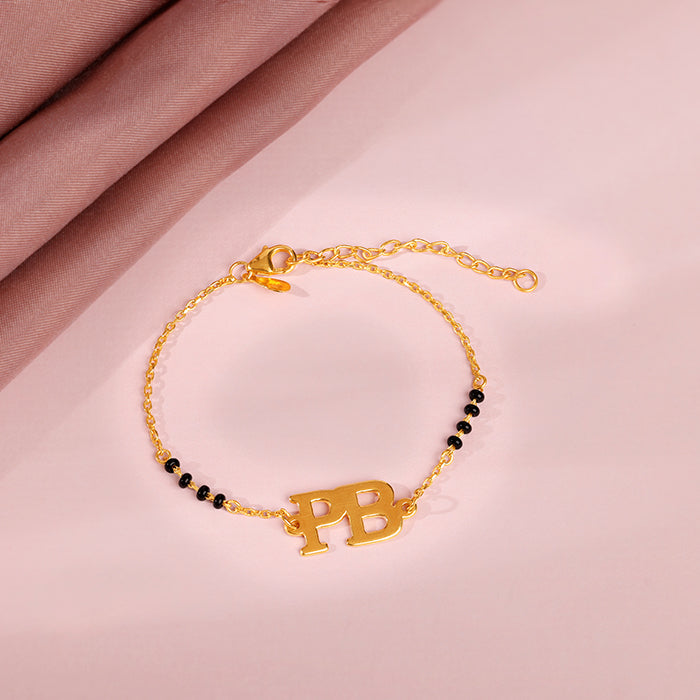 Golden Signature Initial Mangalsutra Bracelet