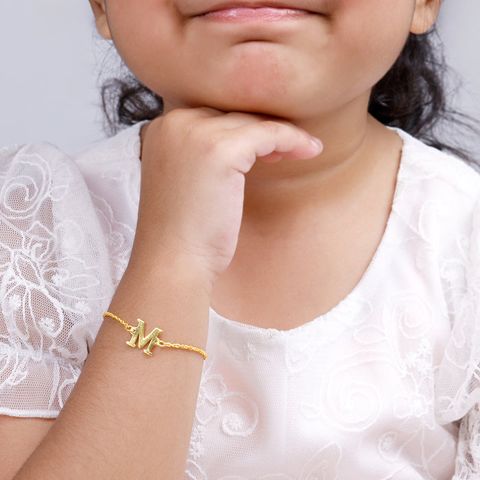 Golden Personalised Initial Kids Bracelet (2 - 8 Years)