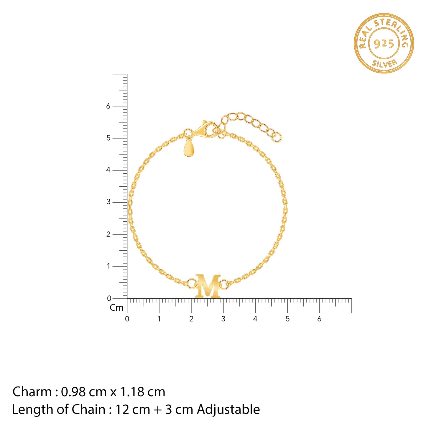 Golden Personalised Initial Kids Bracelet (2 - 8 Years)